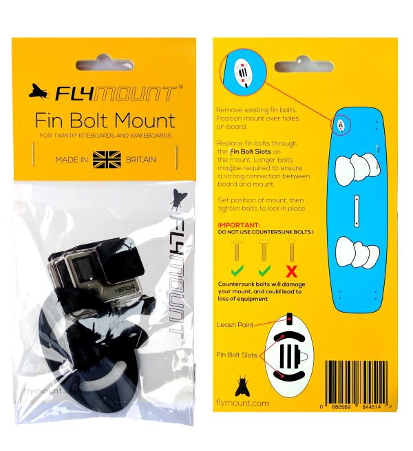 Kitesurfing Kiteboard and Wakeboard GoPro Mount without bolts and leash by Flymount Supply