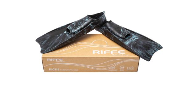 Kicks Rubber Swim Fins - Black   Caribbean Blue Swirl Sale