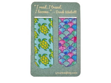 Set of Two Bookmarks - Magnetic Ribbon - Ocean Theme Supply