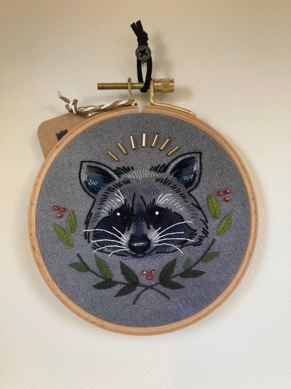 Thistle Finch Raccoon Embroidery Hoop Supply