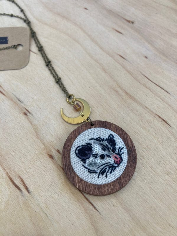 Thistle Finch Embroidered Opossum Necklace Supply