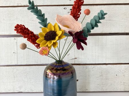 Fall Perfect Pairing: Medium Teal Vase with Large Bouquet For Sale