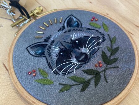 Thistle Finch Raccoon Embroidery Hoop Supply