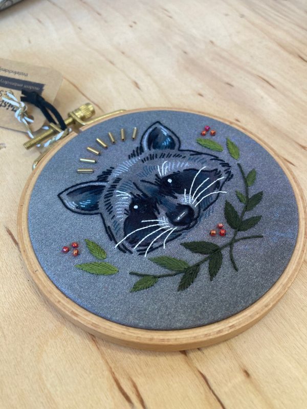 Thistle Finch Raccoon Embroidery Hoop Supply