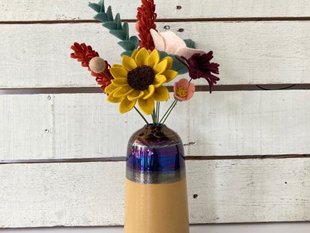 Fall Perfect Pairing: Medium Yellow Orange Vase with Large Bouquet For Discount