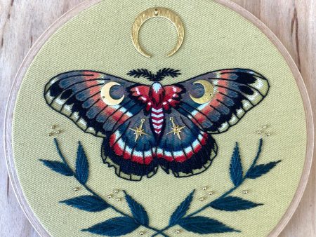 Thistle Finch Moth Embroidery Hoop Online