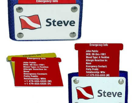 SCUBA BC Name Tag with Emergency Medical-Contact Information Tab For Sale