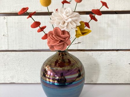 Fall Perfect Pairing: Small Round Teal Vase with Small Bouquet Cheap