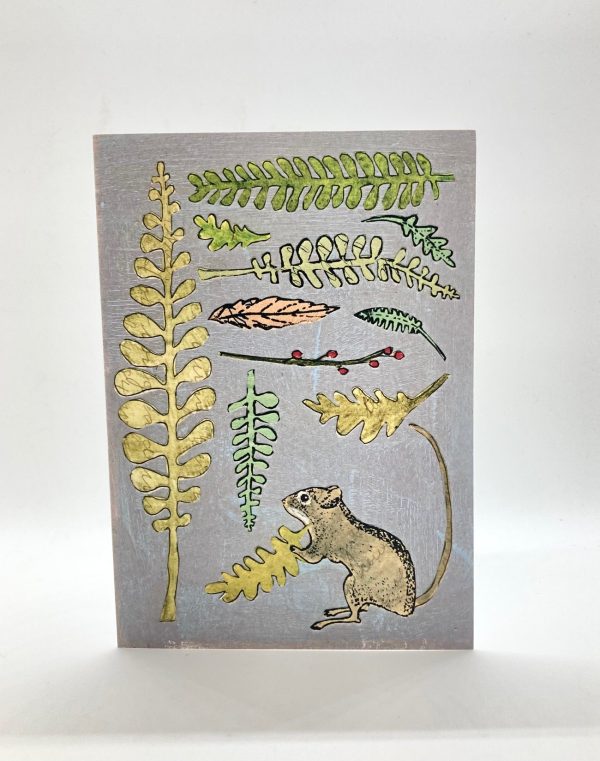 Amy Rice Mouse and Leaves Card Discount