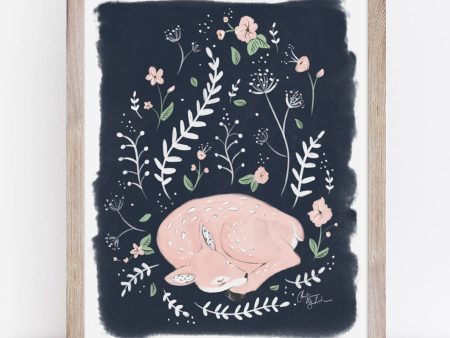 Blush and May Sleeping Fawn & Florals Animal Art Print Fashion