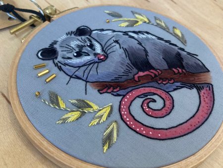 Thistle Finch Opossum Embroidery Hoop Online Hot Sale