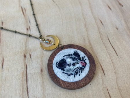 Thistle Finch Embroidered Opossum Necklace Supply