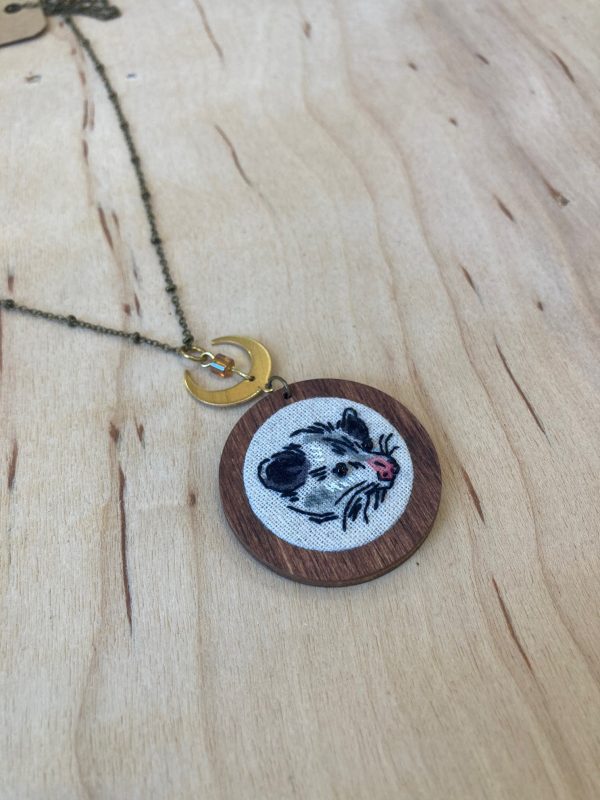 Thistle Finch Embroidered Opossum Necklace Supply