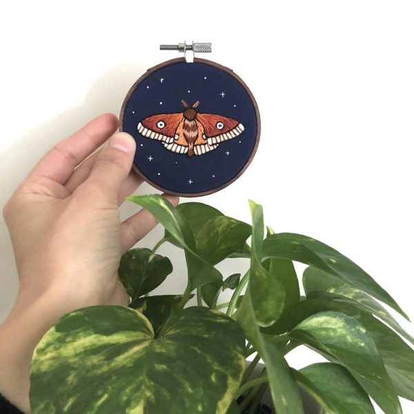 Hoop and Wheel Midnight Moth Embroidery For Cheap