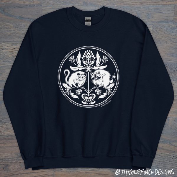 Thistle Finch Designs Raccoon & Opossum Hex Crewneck Discount