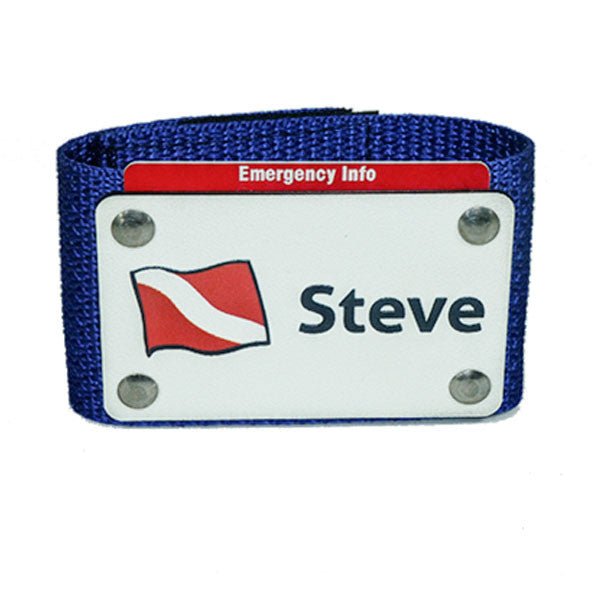 SCUBA BC Name Tag with Emergency Medical-Contact Information Tab For Sale