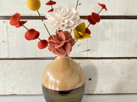 Fall Perfect Pairing: Small Yellow Orange Vase with Small Bouquet (2) Hot on Sale