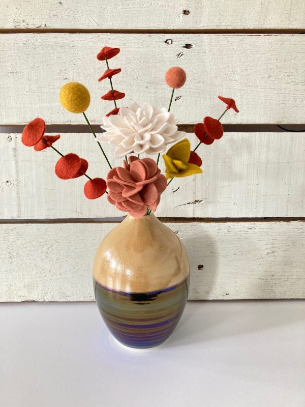 Fall Perfect Pairing: Small Yellow Orange Vase with Small Bouquet (2) Hot on Sale